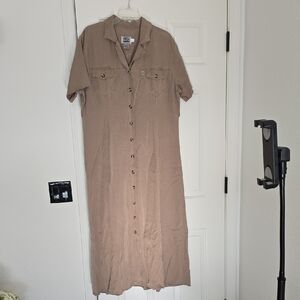 Women's Tan Button-Down Dress Sz 14w